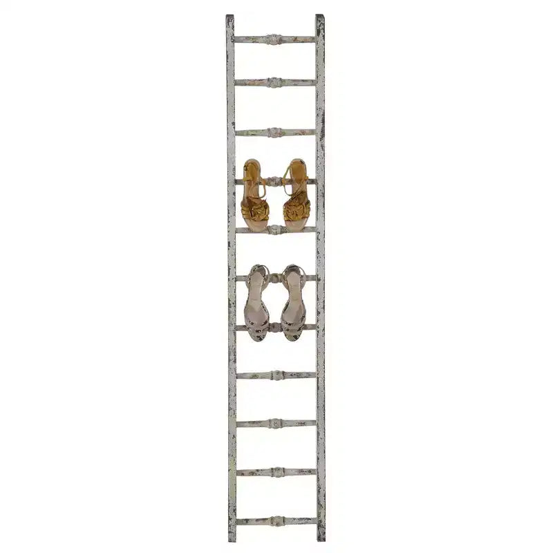 Échelle décorative en pin blanc vieilli 12,5"x69" – Porte-serviettes et porte-couvertures rustique