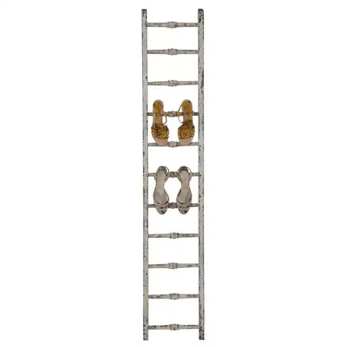 Échelle décorative en pin blanc vieilli 12,5"x69" – Porte-serviettes et porte-couvertures rustique