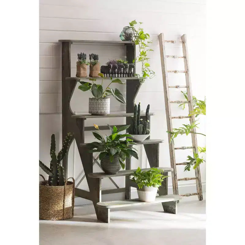Échelle décorative en pin blanc vieilli 12,5"x69" – Porte-serviettes et porte-couvertures rustique