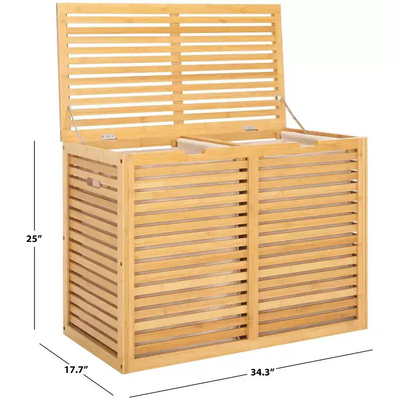 Panier à linge 2 compartiments avec sac intérieur - STG1904 - Naturel/Beige