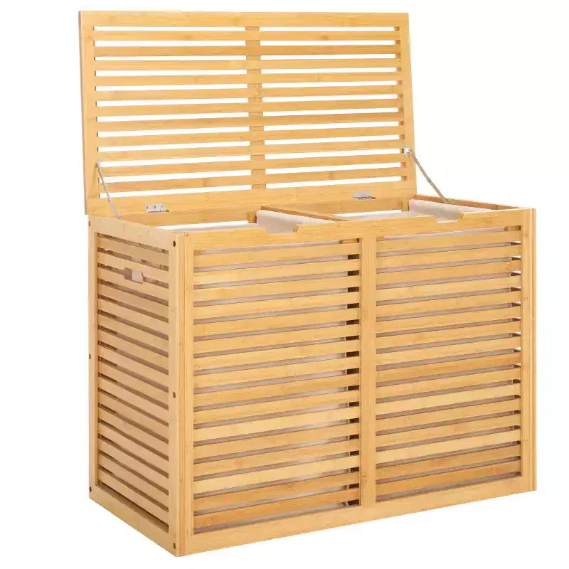 Panier à linge 2 compartiments avec sac intérieur - STG1904 - Naturel/Beige