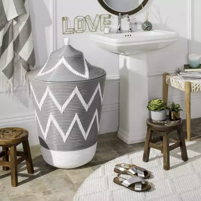 Panier à linge - HAC6004 - Gris/Blanc