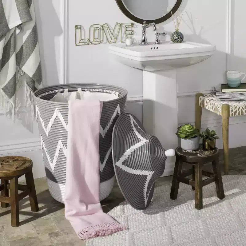 Panier à linge - HAC6004 - Gris/Blanc