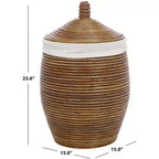 Panier à linge - HAC6503 - Blanc/Brun Miel lavé