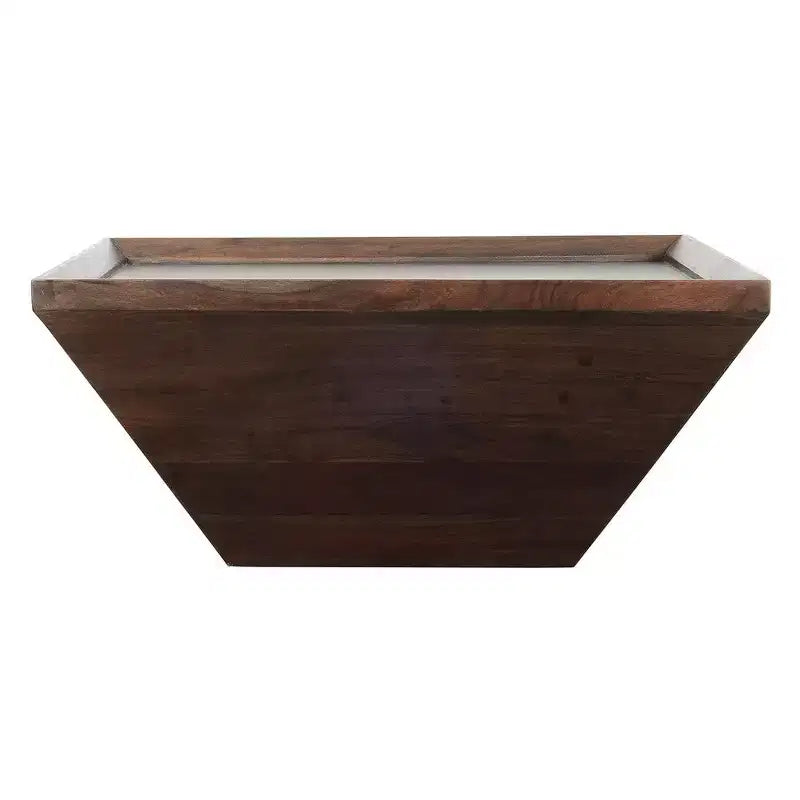 Table basse carrée en bois d'acacia de 36 po avec piètement trapézoïdal