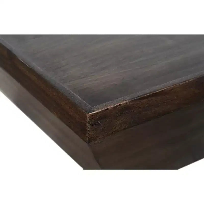 Table basse carrée en bois d'acacia de 36 po avec piètement trapézoïdal