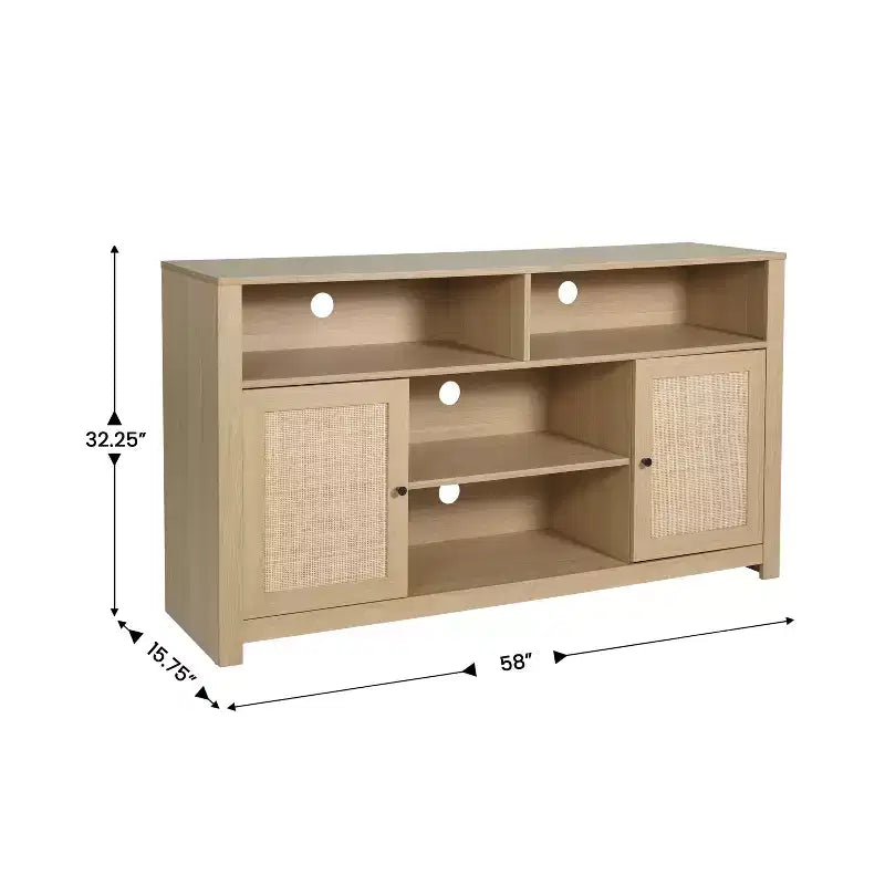 Meuble TV buffet 4 portes de style moderne du milieu du siècle de 58 po – Convient aux téléviseurs jusqu'à 65 po