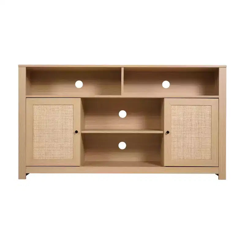 Meuble TV buffet 4 portes de style moderne du milieu du siècle de 58 po – Convient aux téléviseurs jusqu'à 65 po