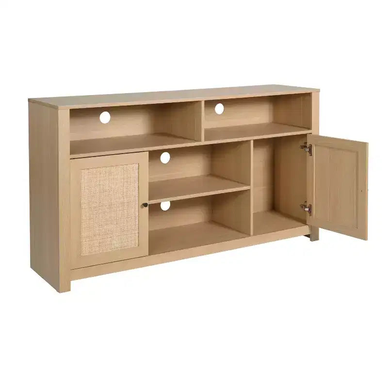 Meuble TV buffet 4 portes de style moderne du milieu du siècle de 58 po – Convient aux téléviseurs jusqu'à 65 po