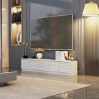 Meuble TV Console Média Blanc Minimaliste – Multi-Compartiments, Lignes Épurées, Construction Robuste