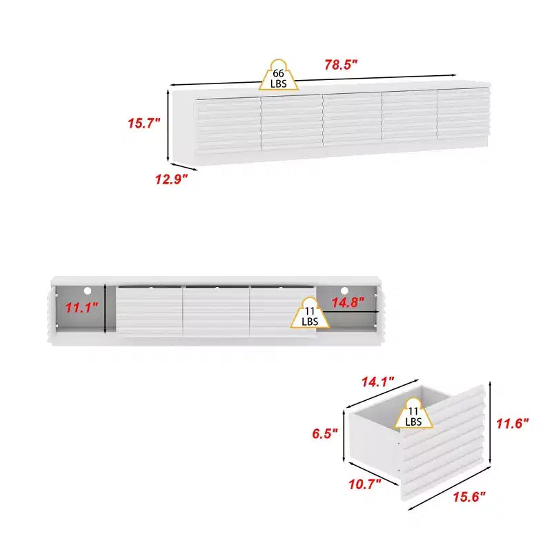 Meuble TV Console Média Blanc Minimaliste – Multi-Compartiments, Lignes Épurées, Construction Robuste