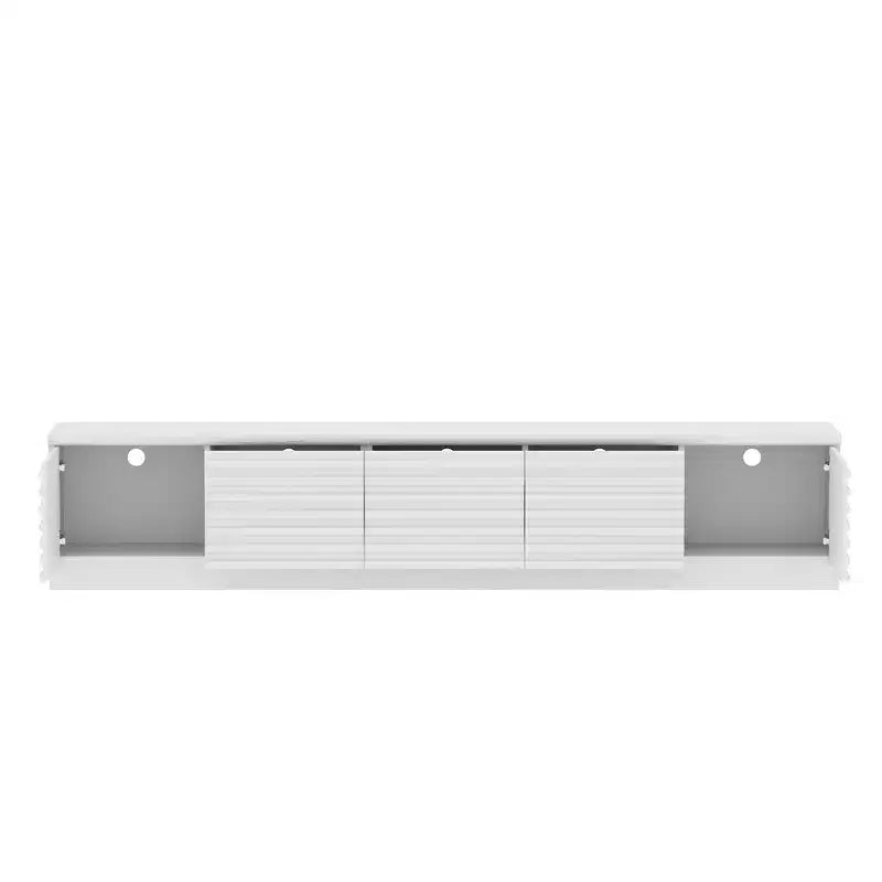 Meuble TV Console Média Blanc Minimaliste – Multi-Compartiments, Lignes Épurées, Construction Robuste