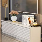 Meuble TV Console Média Blanc Minimaliste – Multi-Compartiments, Lignes Épurées, Construction Robuste