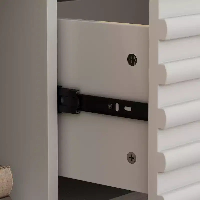 Meuble TV Console Média Blanc Minimaliste – Multi-Compartiments, Lignes Épurées, Construction Robuste