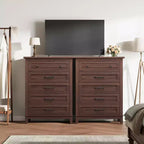 Commode haute de chambre à 5 tiroirs – Armoire de rangement en bois autoportante de 105 cm
