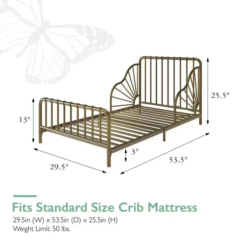 Cadre de lit pour tout-petit en métal Quinn – Meuble de chambre d'enfant sûr et robuste