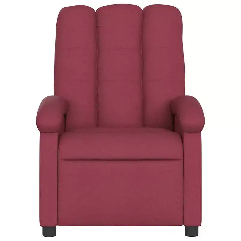 Fauteuil Inclinable de Massage en Tissu Bordeaux – 6 Points de Vibration, Inclinaison Manuelle, Pochette Latérale