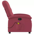Fauteuil Inclinable de Massage en Tissu Bordeaux – 6 Points de Vibration, Inclinaison Manuelle, Pochette Latérale
