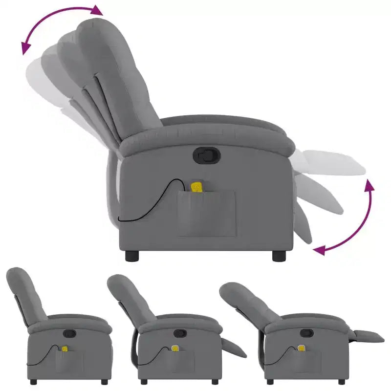 Fauteuil Inclinable de Massage en Tissu Bordeaux – 6 Points de Vibration, Inclinaison Manuelle, Pochette Latérale
