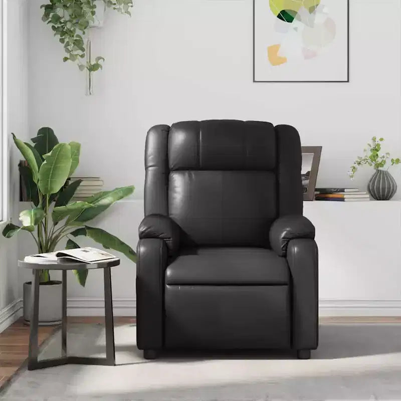 Fauteuil de massage inclinable en cuir noir – Réglable avec 6 points de vibration