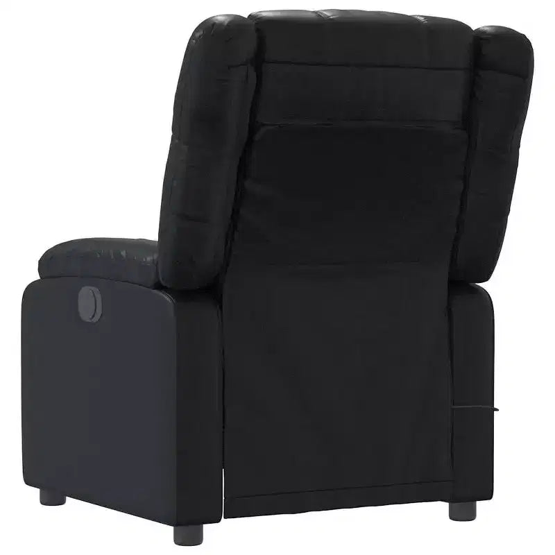 Fauteuil de massage inclinable en cuir noir – Réglable avec 6 points de vibration