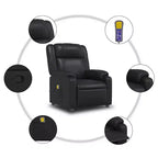 Fauteuil de massage inclinable en cuir noir – Réglable avec 6 points de vibration
