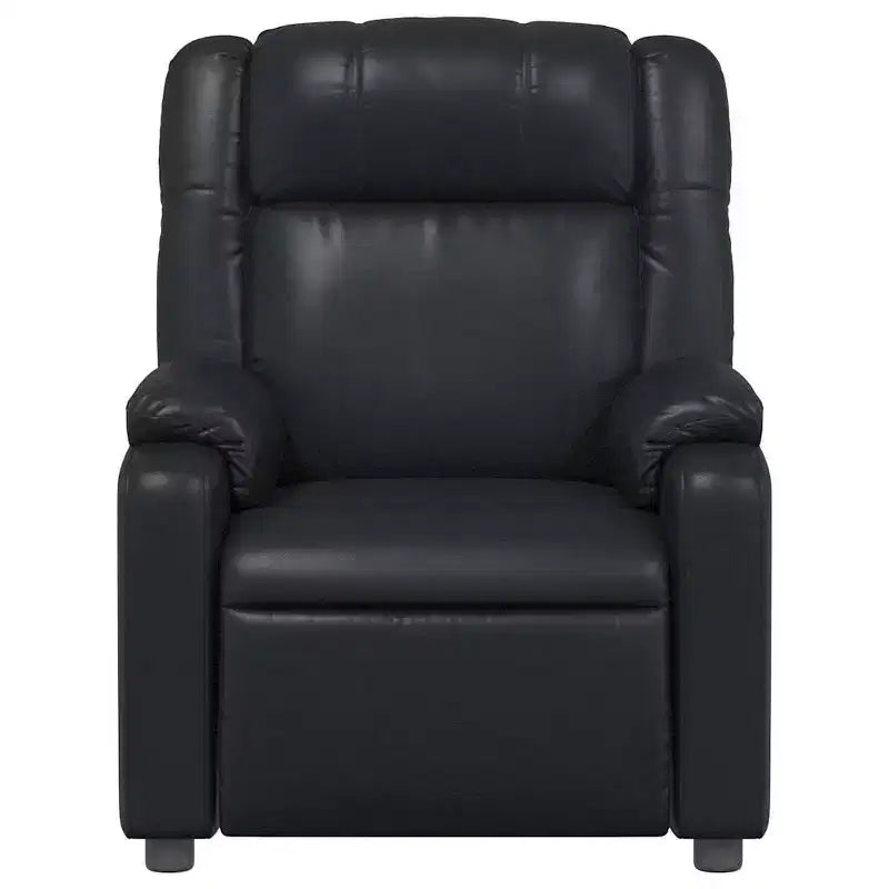 Fauteuil de massage inclinable en cuir noir – Réglable avec 6 points de vibration