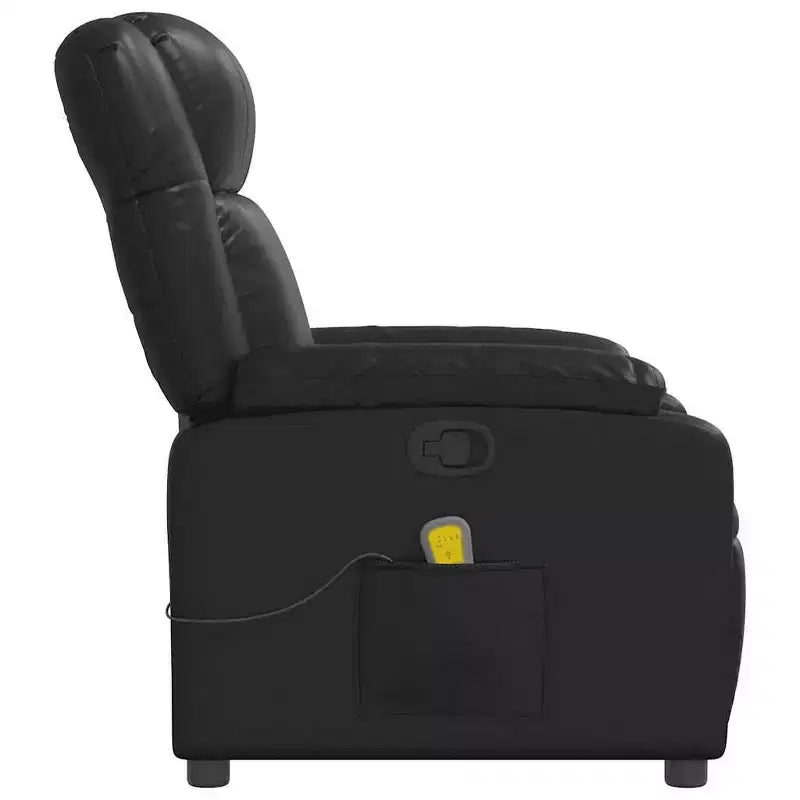 Fauteuil de massage inclinable en cuir noir – Réglable avec 6 points de vibration