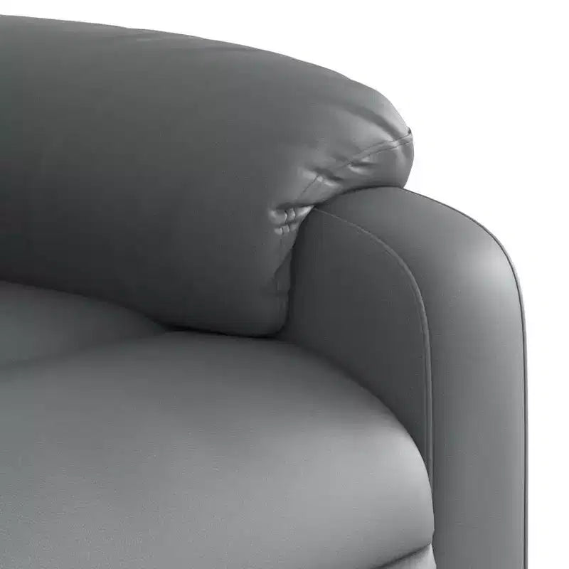 Fauteuil inclinable de massage en cuir gris – 6 points de vibration, dossier et repose-pieds réglables