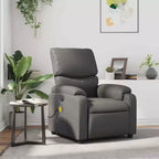 Fauteuil inclinable de massage en cuir gris – 6 points de vibration, dossier et repose-pieds réglables