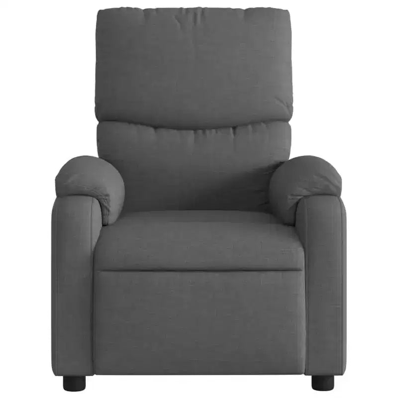 Fauteuil inclinable de massage en cuir gris – 6 points de vibration, dossier et repose-pieds réglables