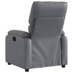Fauteuil inclinable de massage en cuir gris – 6 points de vibration, dossier et repose-pieds réglables