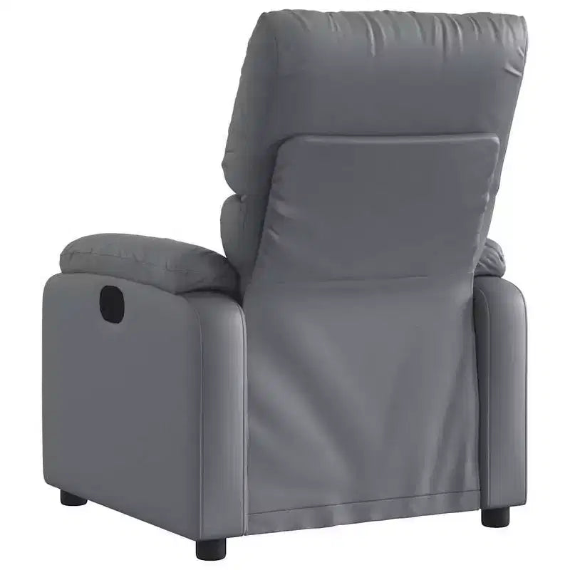 Fauteuil inclinable de massage en cuir gris – 6 points de vibration, dossier et repose-pieds réglables