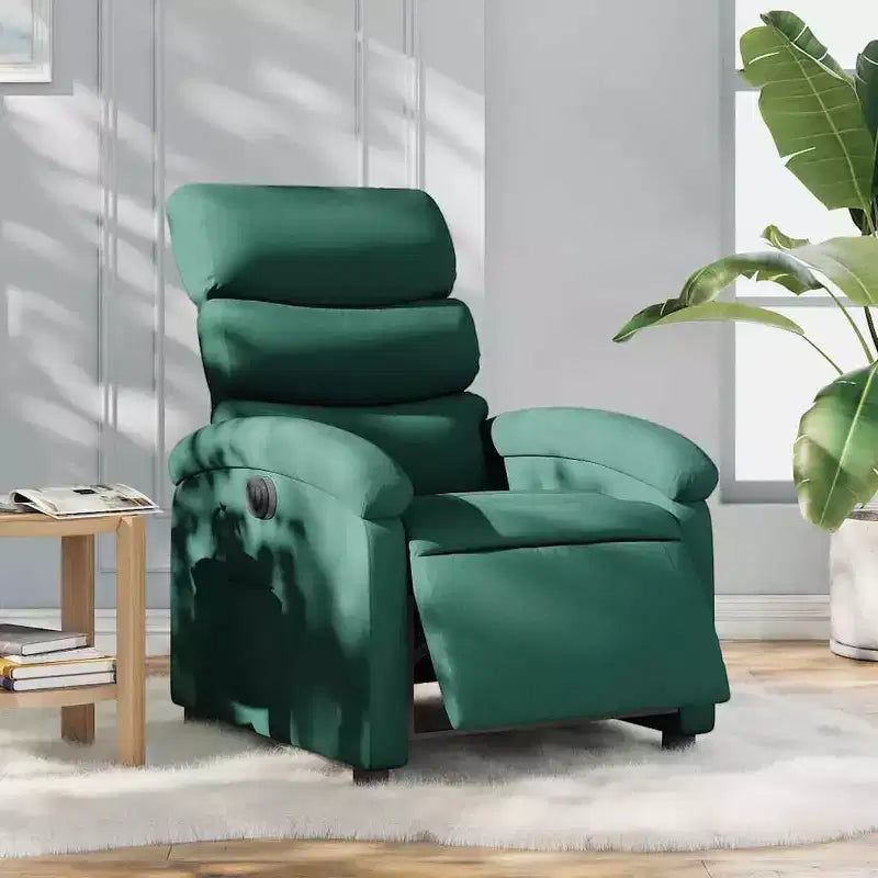 Fauteuil relax électrique pour personnes âgées – Fauteuil inclinable en tissu réglable, vert foncé, inclinaison motorisée