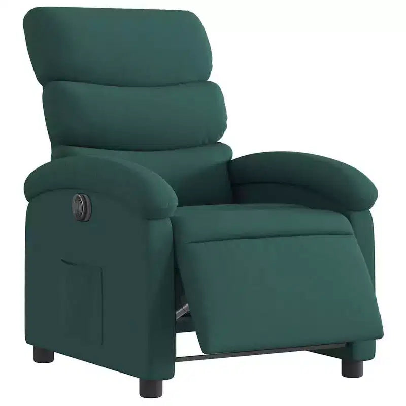 Fauteuil relax électrique pour personnes âgées – Fauteuil inclinable en tissu réglable, vert foncé, inclinaison motorisée