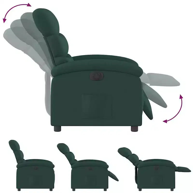 Fauteuil relax électrique pour personnes âgées – Fauteuil inclinable en tissu réglable, vert foncé, inclinaison motorisée