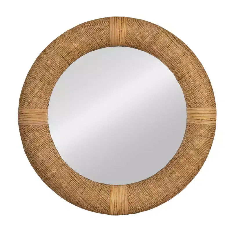 Miroir Mural Rond en Rotin Tressé Main – Décor Bohème Naturel