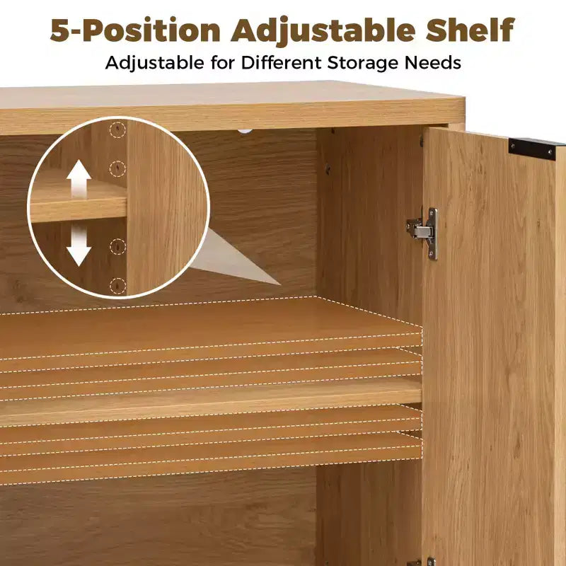 Buffet bas flûté à 2 portes de 31 po – Organisateur polyvalent pour salle à manger