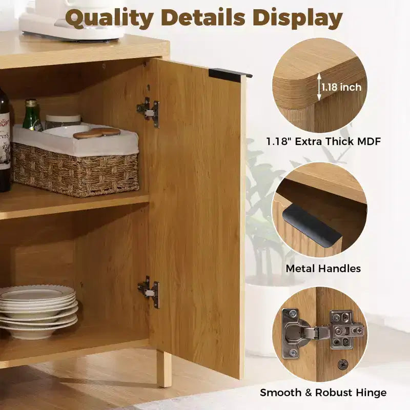 Buffet bas flûté à 2 portes de 31 po – Organisateur polyvalent pour salle à manger
