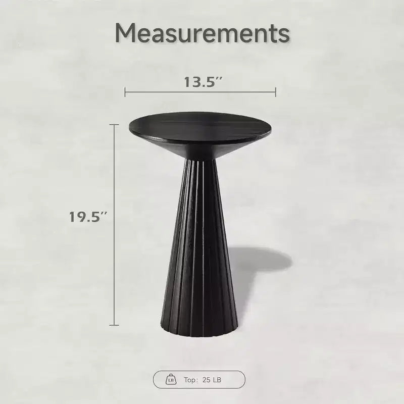 Table d'appoint ronde noire Martini sur pied – Finition texturée, assemblage rapide, supporte jusqu'à 11 kg