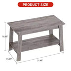 Table basse en bois de ferme avec 2 étagères de rangement – Design moderne pour petits espaces