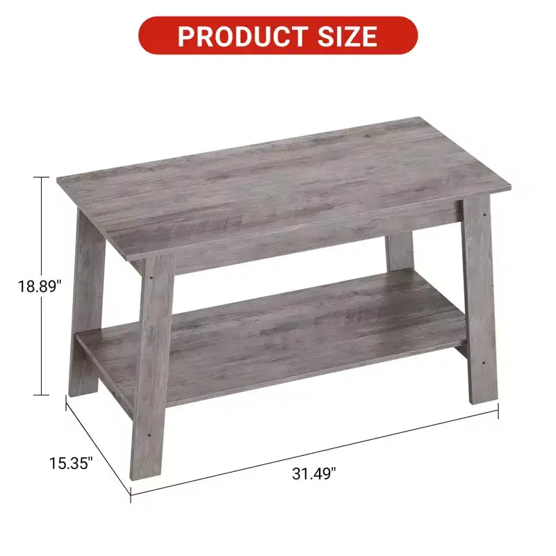 Table basse en bois de ferme avec 2 étagères de rangement – Design moderne pour petits espaces