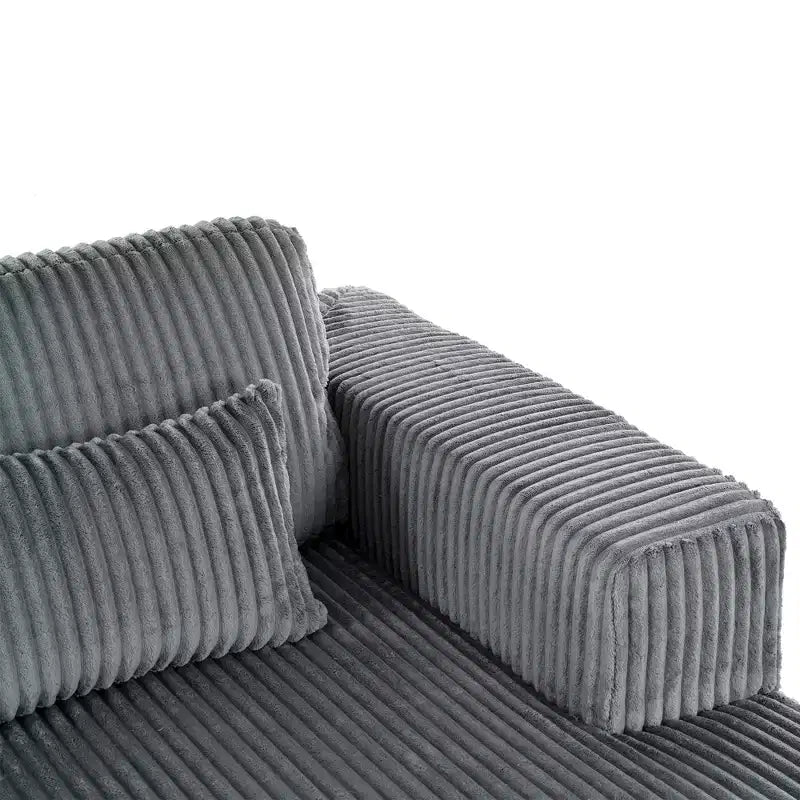 Canapé convertible double en velours côtelé avec 2 oreillers et accoudoirs carrés