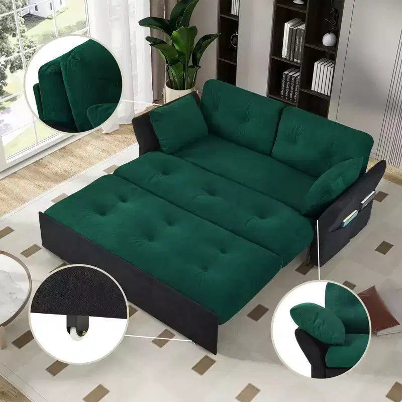 Canapé-lit convertible moderne en chenille, 188 cm, taille Queen – Multifonctionnel
