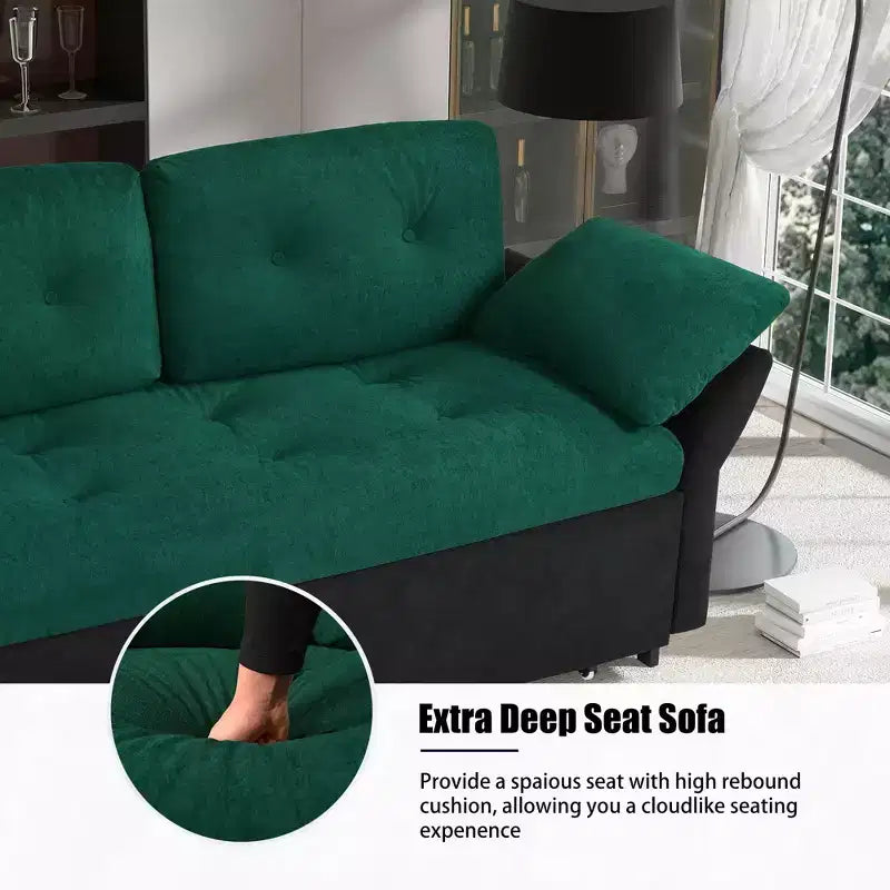 Canapé-lit convertible moderne en chenille, 188 cm, taille Queen – Multifonctionnel