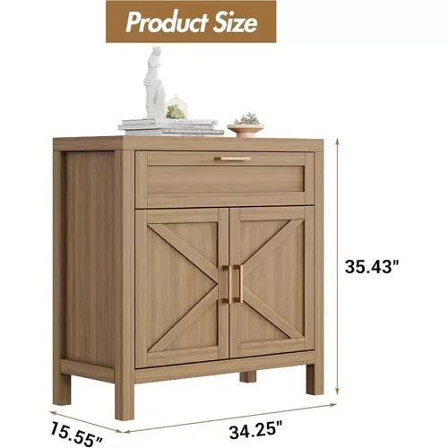 Buffet bahut de style moderne rustique de 34" avec 2 portes et étagère réglable