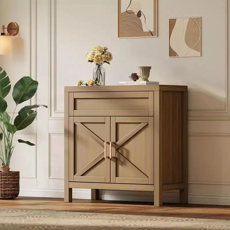 Buffet bahut de style moderne rustique de 34" avec 2 portes et étagère réglable