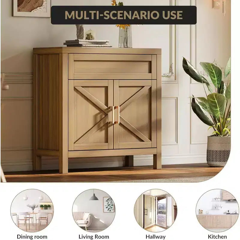 Buffet bahut de style moderne rustique de 34" avec 2 portes et étagère réglable