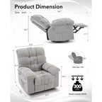 Fauteuil inclinable pivotant et coulissant – Rotation à 360°, bascule à 30°, inclinaison à 135°, chenille et châssis en acier