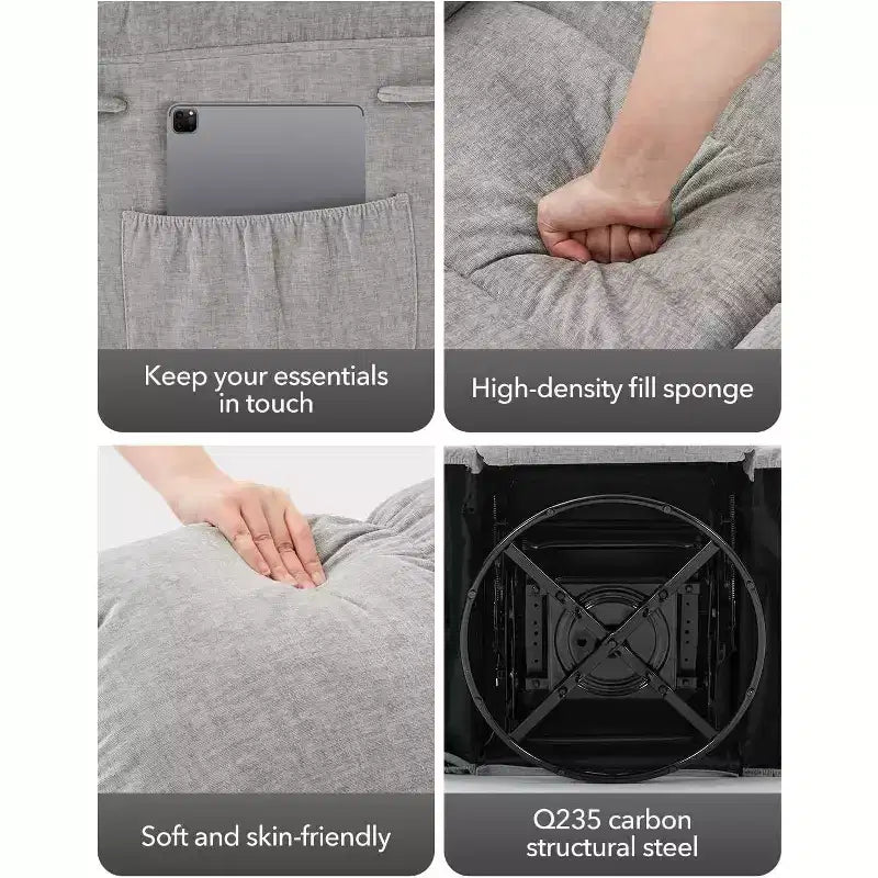 Fauteuil inclinable pivotant et coulissant – Rotation à 360°, bascule à 30°, inclinaison à 135°, chenille et châssis en acier